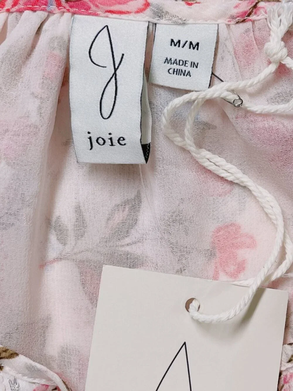 Joie Pink Floral Flutter-Sleeve Blouse with Blue Accents Women’s M - Picture 7 of 10